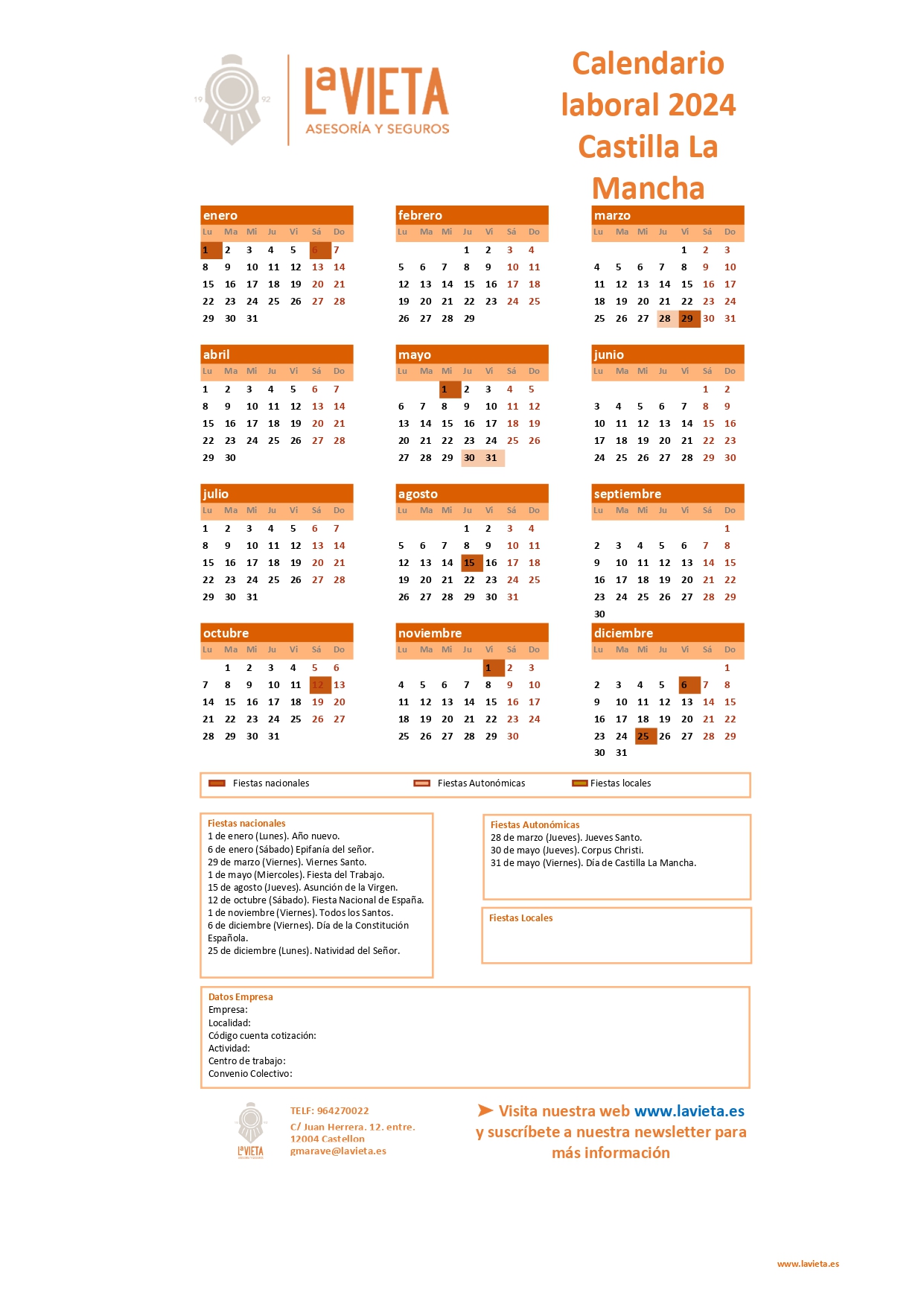 Calendario Laboral De Castilla La Mancha 2024 En Pdf Para Imprimir 6036