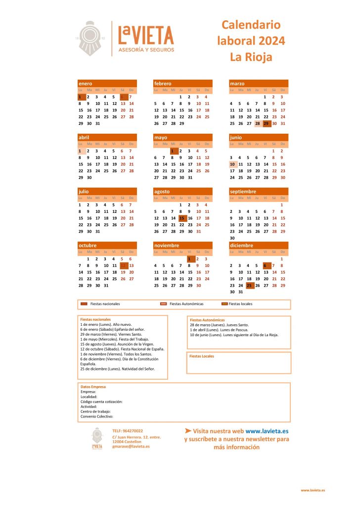Calendario Laboral De La Rioja En Pdf Para Imprimir